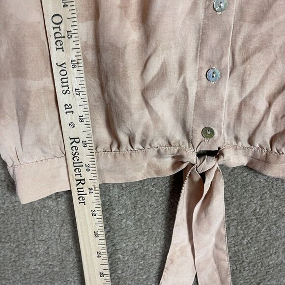 Cloth & Stone Tank Top Size Medium Tan Giraffe Print Tie Button Front V-Neck NEW - Picture 5 of 10